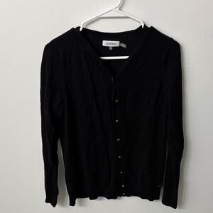 Calvin Klein Jet Black Button-Up Cardigan